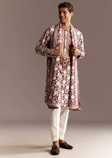 Maroon Dupatta Kurta Set