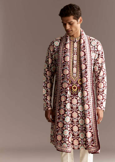 Maroon Dupatta Kurta Set