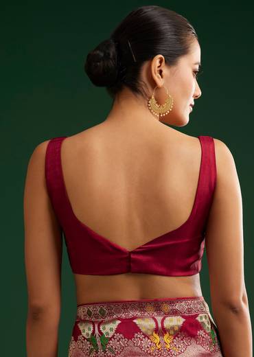 Maroon Georgette Saree With Zari And Multicolour Thread Accents