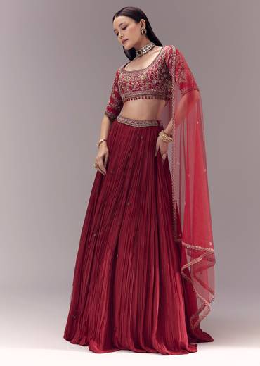 Maroon Zardozi Embellished Lehenga Set