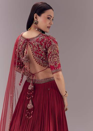 Maroon Zardozi Embellished Lehenga Set