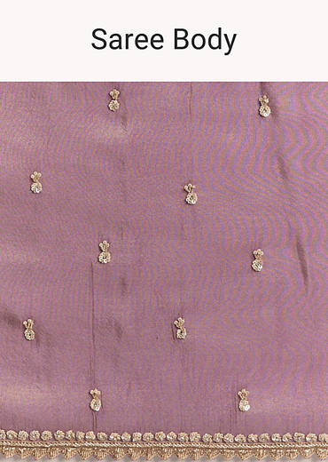 Mauve Tissue Saree With Cutdana And Bead Embroidery