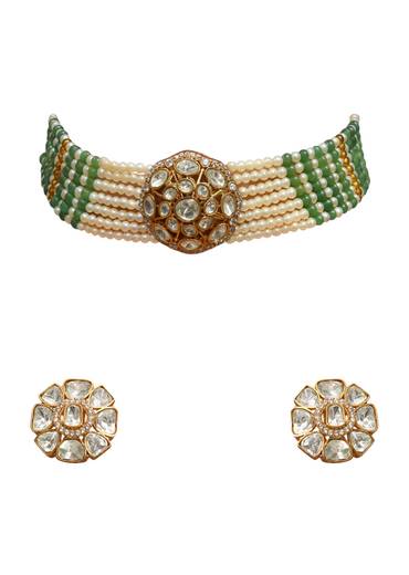 Mint Green Modern Polki Choker Set