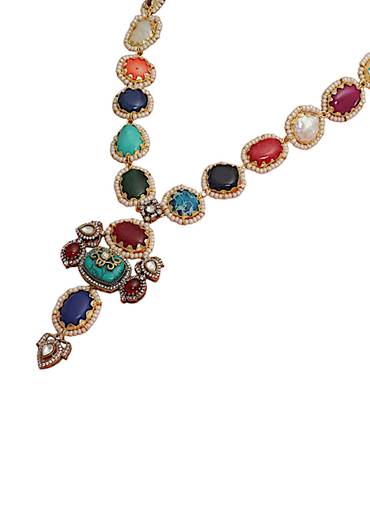 Multi Fusion Geometric Stone Necklace Set