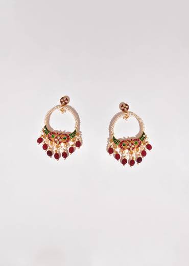 Multi color Earrings With Pachi Kundan