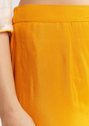 Mustard Ombre Leheriya Kurta Sharara Suit With Cutdana And Sequins Work