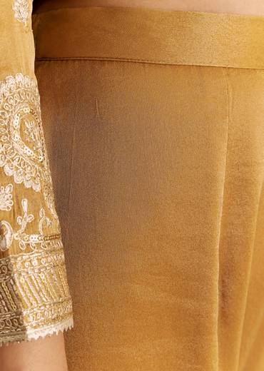 Mustard Yellow Zardosi Embroidered Anarkali Dupatta Set