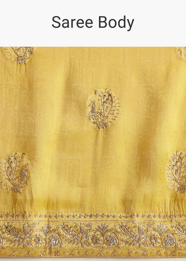 Musturd Yellow Silk Saree With Pallu And Border Embroidery