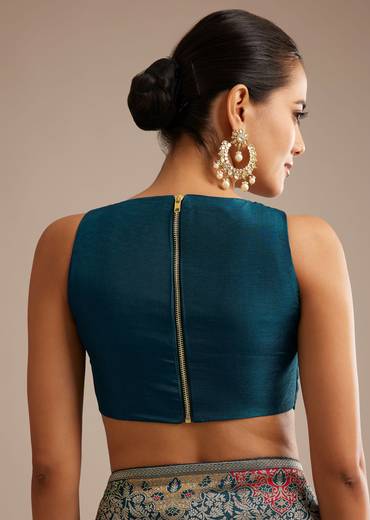 Navy Blue Dola Silk Saree With Zari Embroidery