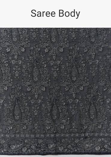 Navy Blue Georgette Saree With Resham Thread And Cutdana Embroidery