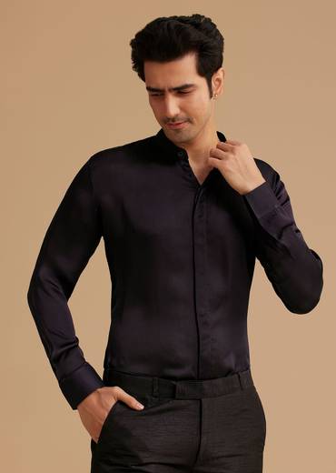 Navy Blue Hand Embroidered Jodhpuri Suit With Cut Dana Work