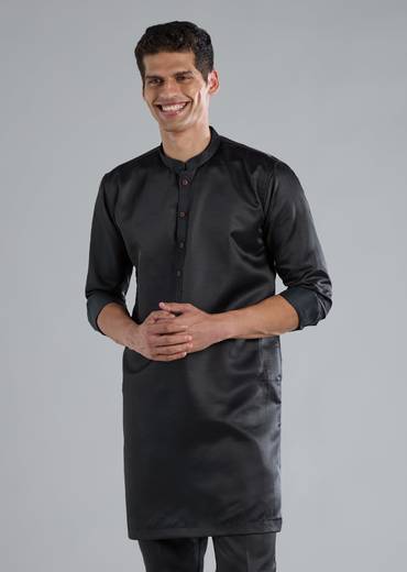 Navy Blue Kurta Jacket Set With Zardosi Resham And Cut Dana Detailing