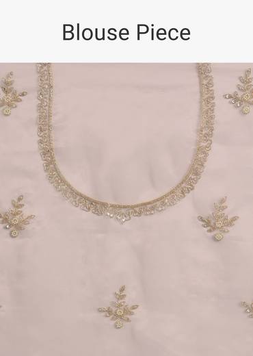 Off White Glass Tissue Saree With Embroidered Scallop Border