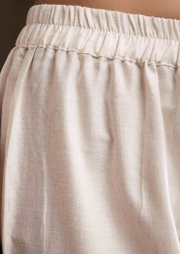 Off White Khadi Dhoti Suit With Red Hand Dyed Ajrakh Dupatta