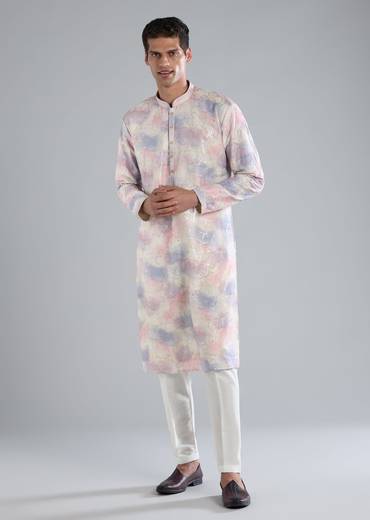 Off White Kurta Set With Thread Resham And Sequin Detailing