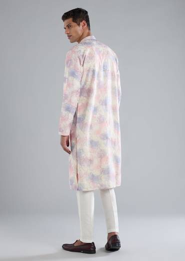 Off White Kurta Set With Thread Resham And Sequin Detailing