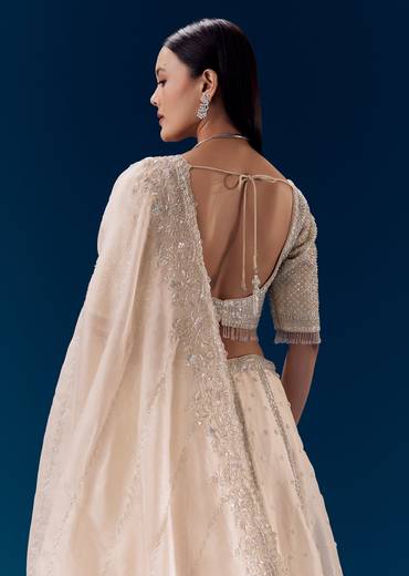 Off White Resham Work Bridal Lehenga Set