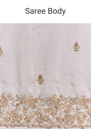 Off White Tissue Saree With Cutdana Floral Embroidery