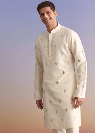 Onion Pink Silk Kurta Jacket Set For Men With Applique Work