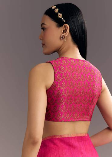 Orange Red Shaded Kora Silk Handloom Saree With Woven Motif