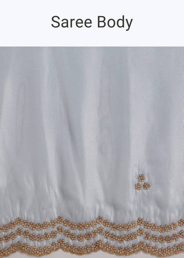 Pastel Blue Tissue Saree With Cutdana And Beads Scallop Border