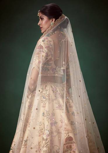 Peach Floral Embellished Bridal Lehenga Set