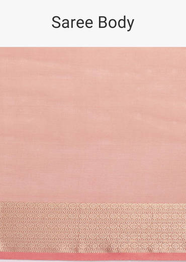 Peach Zari Woven Chanderi Saree With Unstitched Blouse