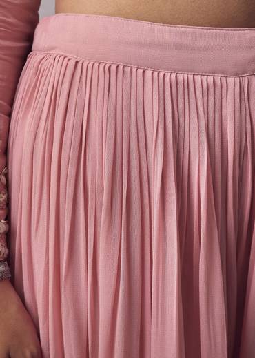 Pink Cutdana Embellished Kurta And Palazzo Set