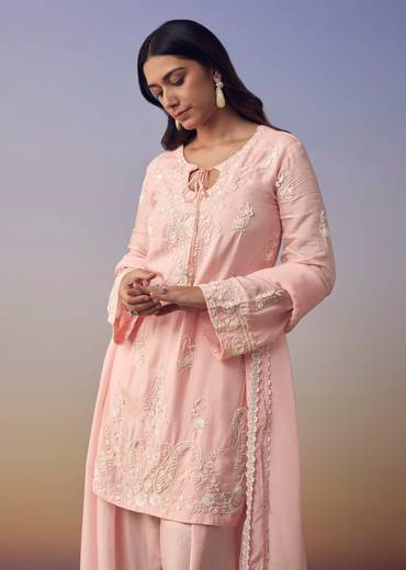 Pink Cutdana Embroidered Kurta Set