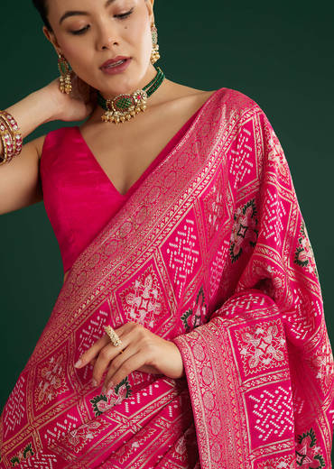 Pink Dola Silk Saree With Woven Patola