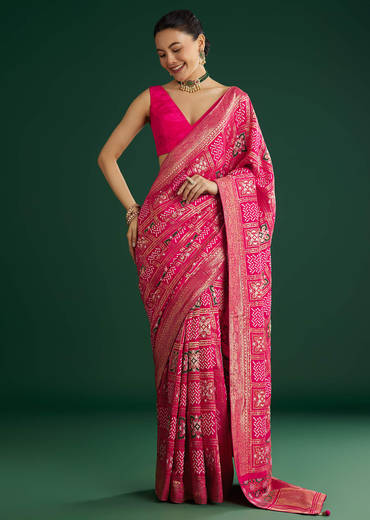 Pink Dola Silk Saree With Woven Patola