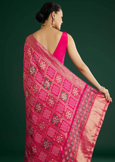 Pink Dola Silk Saree With Woven Patola