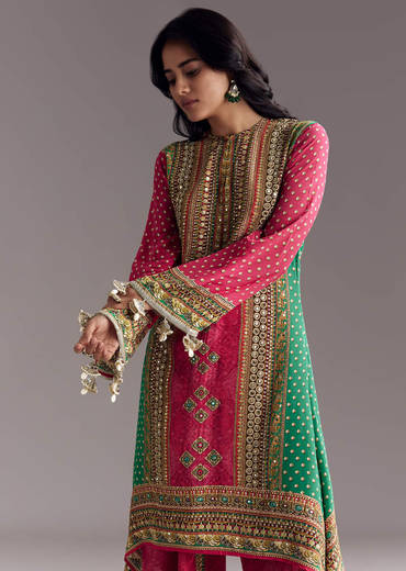 Pink Embroidered Kurta Dhoti Set