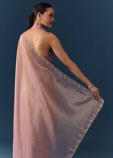 Pink Embroidered Saree with Blouse Fabric