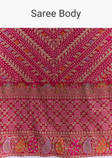 Pink Georgette Woven Saree With Heavy Zari And Jaal Embroidery