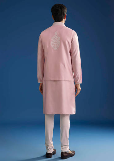Pink Kurta Jacket Set With Gota Cutwork