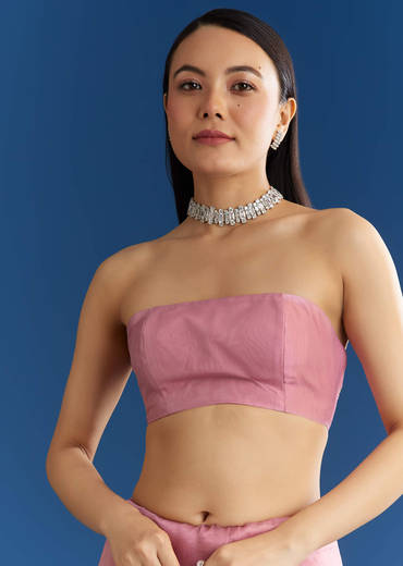 Pink Organza Tissue Saree With Beaded Scallop Border