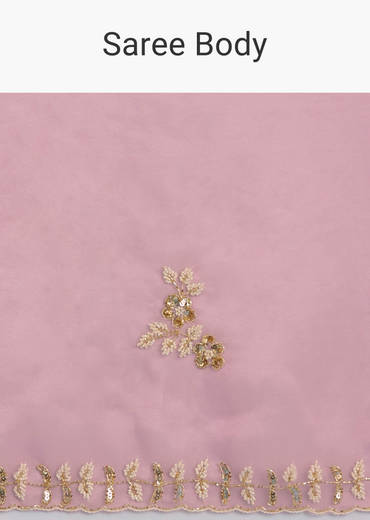 Pink Organza Tissue Saree With Beaded Scallop Border