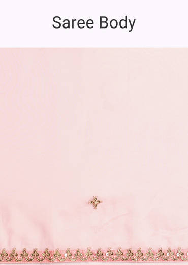 Pink Sequin Embroidered Organza Saree With Gotta Patti Embroidery