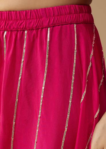 Pink Silk Embroidered Kurta And Palazzo Set