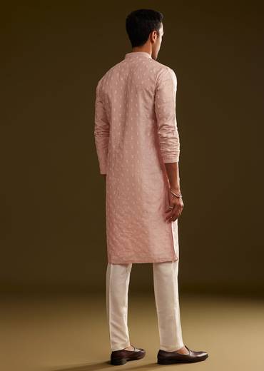 Pink Silk Embroidered Kurta Set
