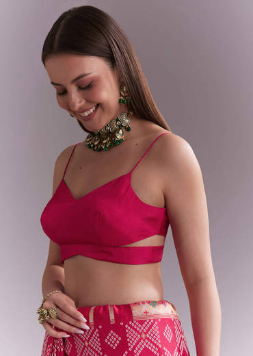 Pink Silk Woven Saree With Multicolour Geometric Motifs