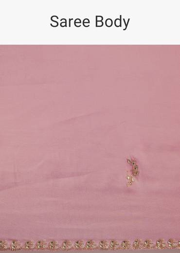 Pink Tissue Saree With Cutdana Embroidery And Scallop Border