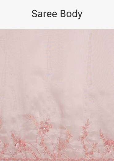 Pink Tissue Saree With Heavy Cutdana And Beads Embroidery