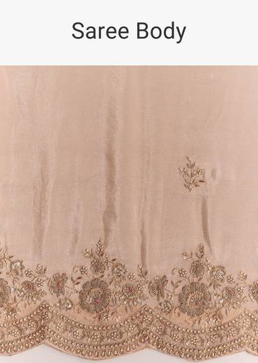 Pink Tissue Saree With Scallop Border