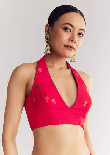 Pink Traditional Element Printed Woven Saree