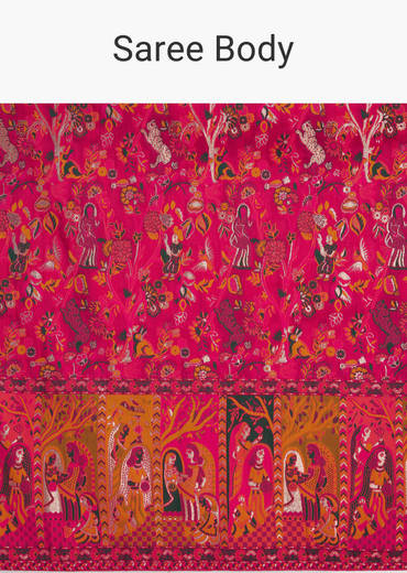 Pink Traditional Element Printed Woven Saree