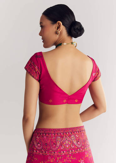 Pink Traditional Floral And Jaal Woven Saree