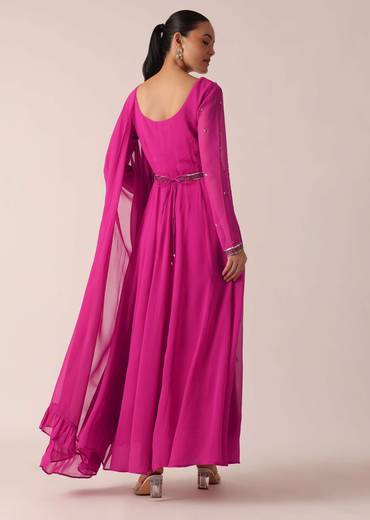 Pink Embroidered Anarkali Set