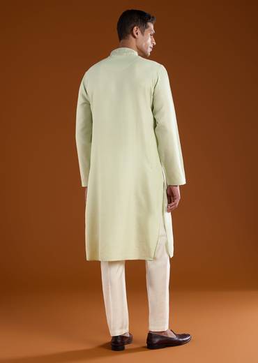 Pista Green Mens Kurta Pant Set